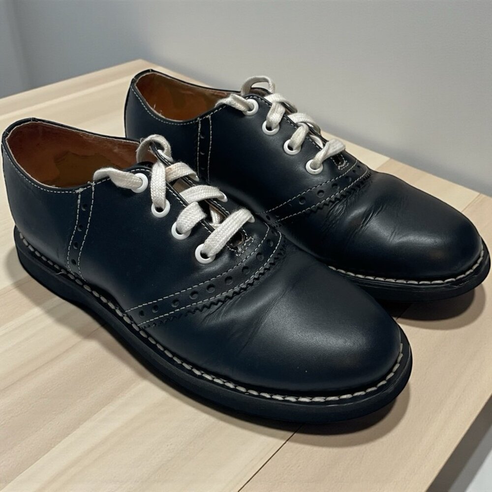 Kesco Navy Blue Lace-up Saddle Oxford Shoes Uniform School Womens Size 5 1/2